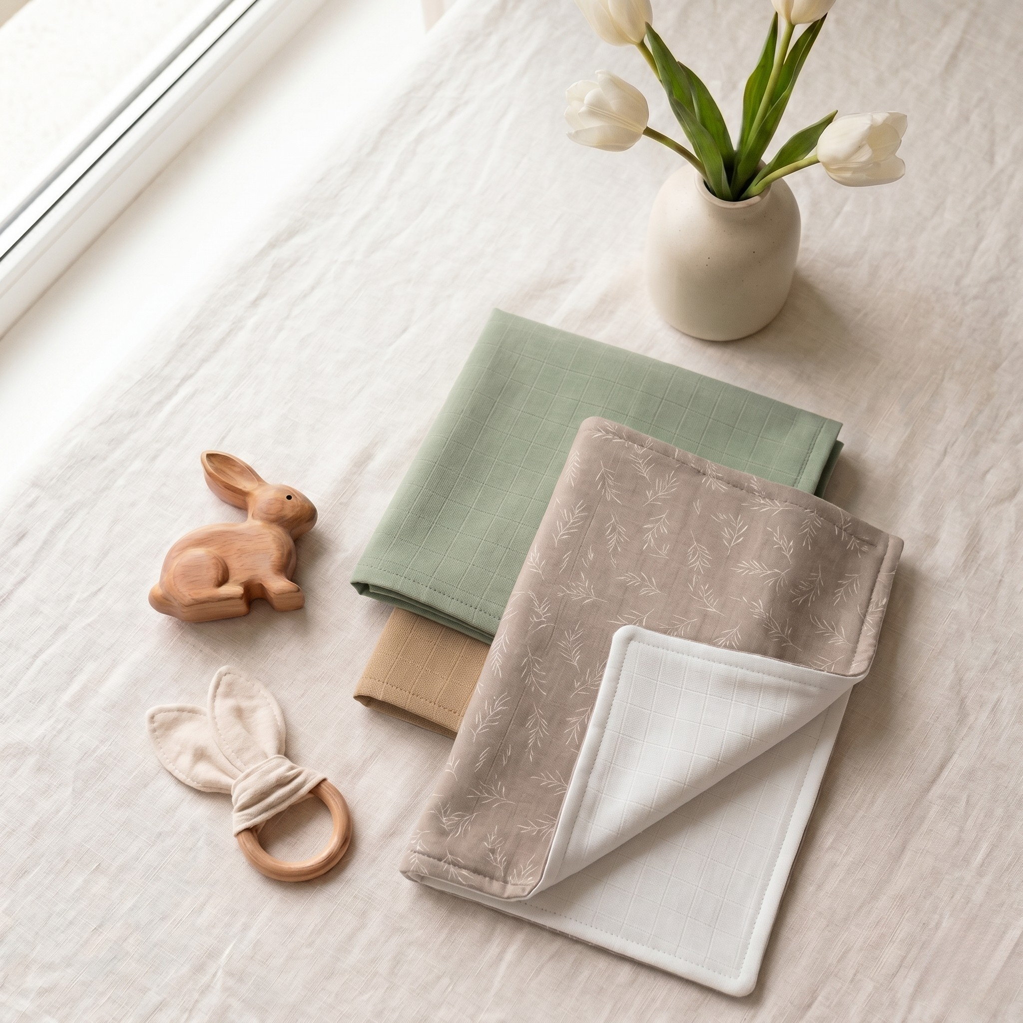 Hydrofiele Doek 60x60 cm — 4-laags Bamboe en Biologisch Katoen